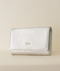 Silver leather Clutch Andrea