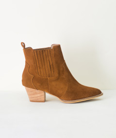 Alberta camel leather texan ankle boots