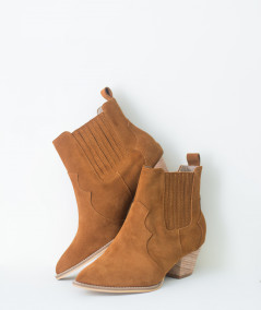 Alberta camel leather texan ankle boots