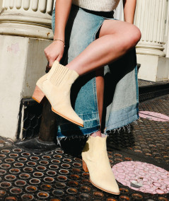 Alberta beige leather texan ankle boots