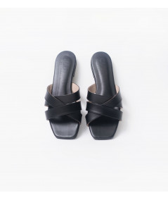 Angie black flat sandals