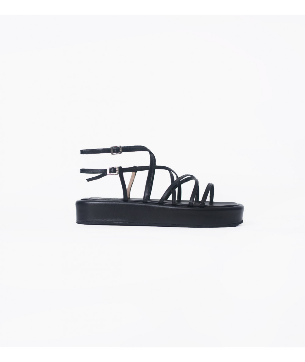 Cassia black leather sandals