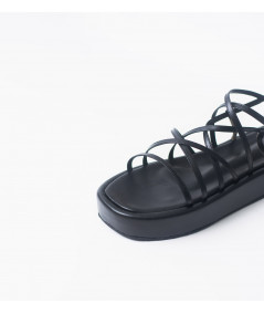 Cassia black leather sandals