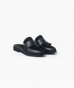copy of Toscana black leather mules