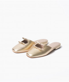 Flats Lana de cuero dorado