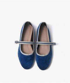 Ballerinas Vienna terciopelo azul y gris