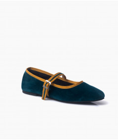 Ballerinas Vienna terciopelo esmeralda y mostaza