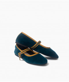 Ballerinas Vienna terciopelo esmeralda y mostaza