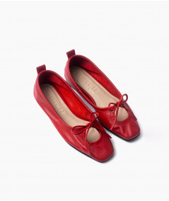 Flats Nicole de cuero rojo