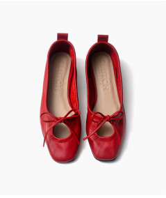 Flats Nicole de cuero rojo