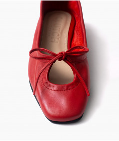 Flats Nicole de cuero rojo