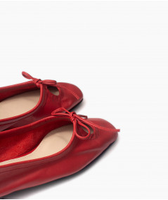 Flats Nicole de cuero rojo