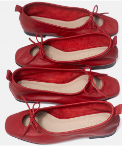 Flats Nicole de cuero rojo