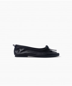 Flats Nicole de cuero negro