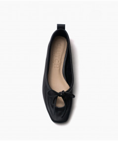 Flats Nicole de cuero negro