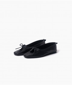 Flats Nicole de cuero negro