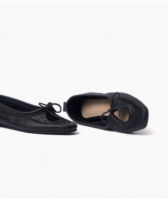 Flats Nicole de cuero negro