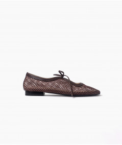 Vero flats chocolate cuero y malla