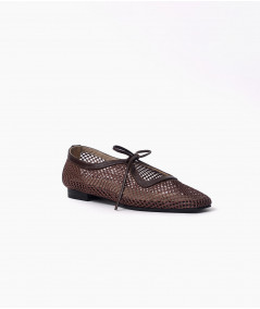 Vero flats chocolate cuero y malla