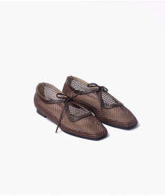 Vero flats chocolate cuero y malla
