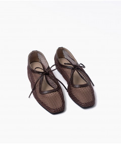 Vero flats chocolate cuero y malla