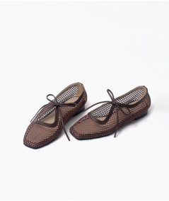 Vero flats chocolate cuero y malla