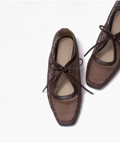Vero flats chocolate cuero y malla