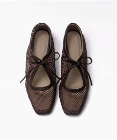 Vero flats chocolate cuero y malla