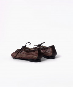 Vero flats chocolate cuero y malla