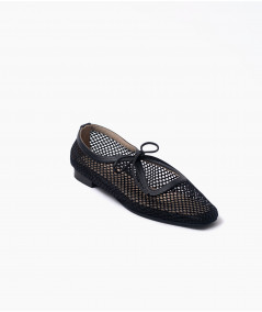 Vero flats negro cuero y malla