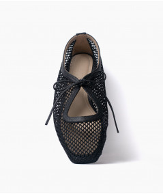 Vero flats negro cuero y malla