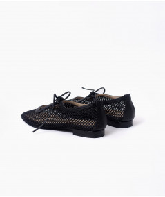 Vero flats negro cuero y malla