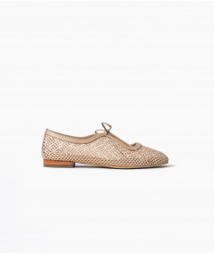 Vero flats beige cuero y malla