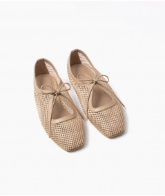 Vero flats beige cuero y malla