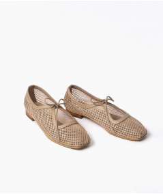 Vero flats beige cuero y malla