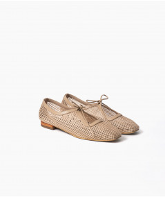Vero flats beige cuero y malla