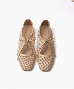 Vero flats beige cuero y malla