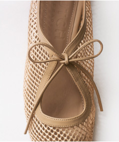 Vero flats beige cuero y malla