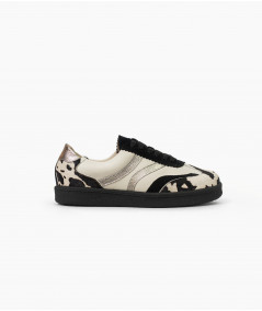 Fausta Zapatillas de cuero print negro