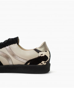 Fausta Zapatillas de cuero print negro