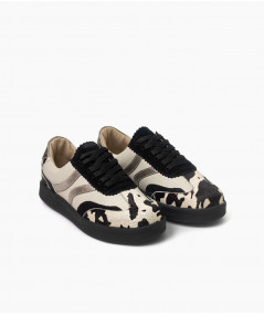 Fausta Zapatillas de cuero print negro