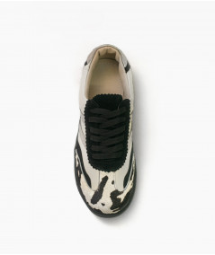 Fausta Zapatillas de cuero print negro
