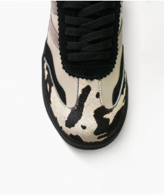 Fausta Zapatillas de cuero print negro