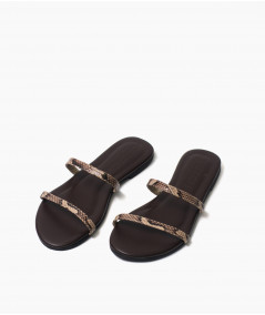 Sandalias Carmen de cuero piton marron