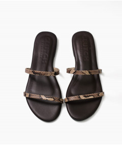 Sandalias Carmen de cuero piton marron