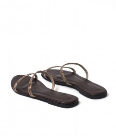Sandalias Carmen de cuero piton marron