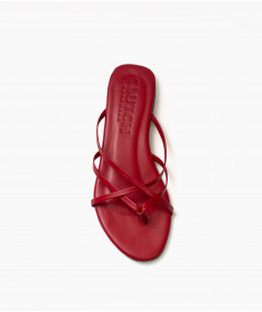 Sandalias Flop de cuero rojo