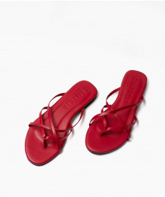 Sandalias Flop de cuero rojo