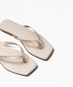 Flip gold leather sandals