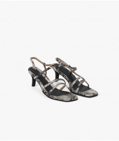 Lola sandalias de cuero pitón gris